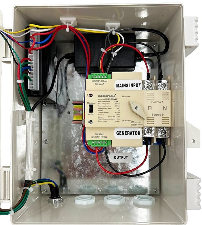 Фото 5 Автоматический ввод резерва автоматика ATS/АВР AISIKAI ASKQ-63A/2P для дизельных генераторов 5кВт – 20 кВт (220 В)