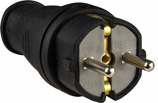 Фото Вилка пряма з заземленням 16 А каучук  АСКО