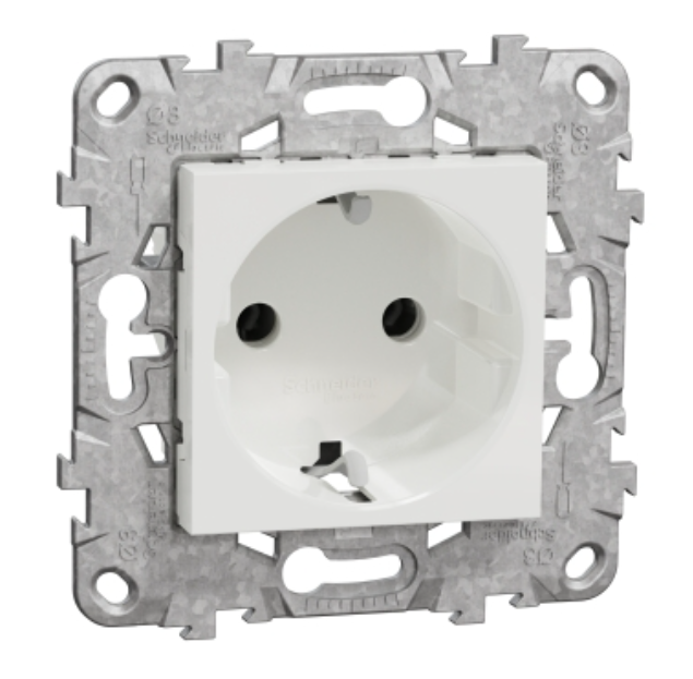 Фото Розетка із заземленням без шторок біла гвинтовий затискач UNICA NEW Schneider Electric