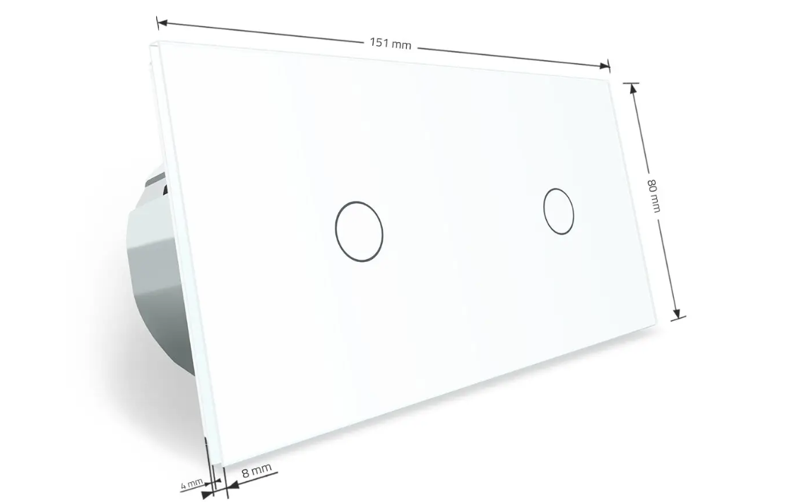 Фото 4 Умный сенсорный ZigBee выключатель 2 сенсора 1-1 белое стекло Livolo