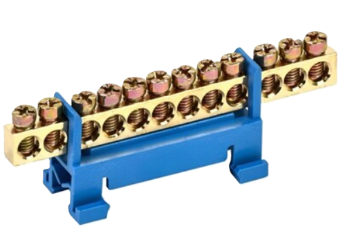 Фото Шина нульова з ізолятором на 12 отворів 63А на DIN рейку TAKEL