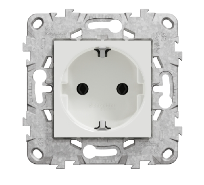 Фото 5 Розетка із заземленням без шторок біла гвинтовий затискач UNICA NEW Schneider Electric