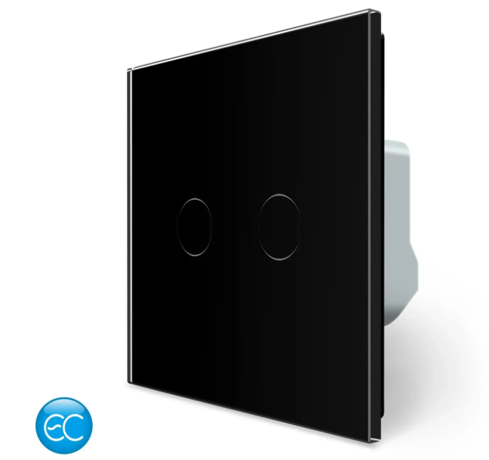 Фото Розумний сенсорний прохідний вимикач EC 2 сенсора чорне скло Livolo