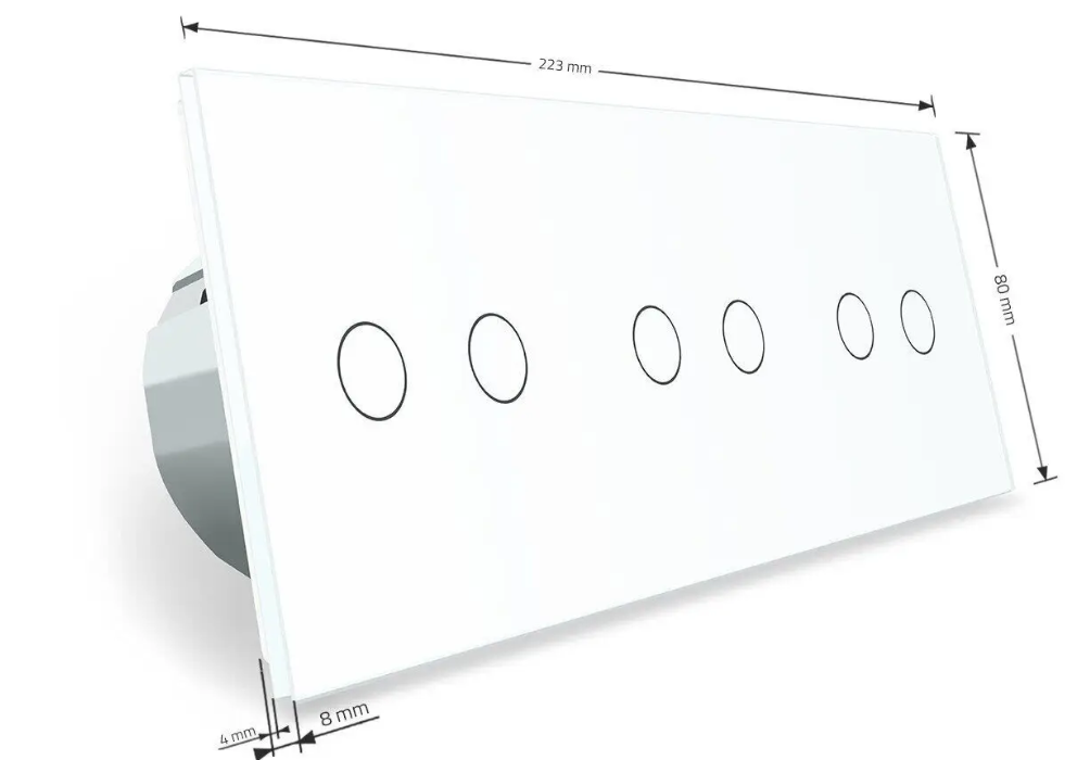 Фото 5 Сенсорний прохідний перехресний вимикач 6 сенсорів біле скло 2-2-2 Livolo