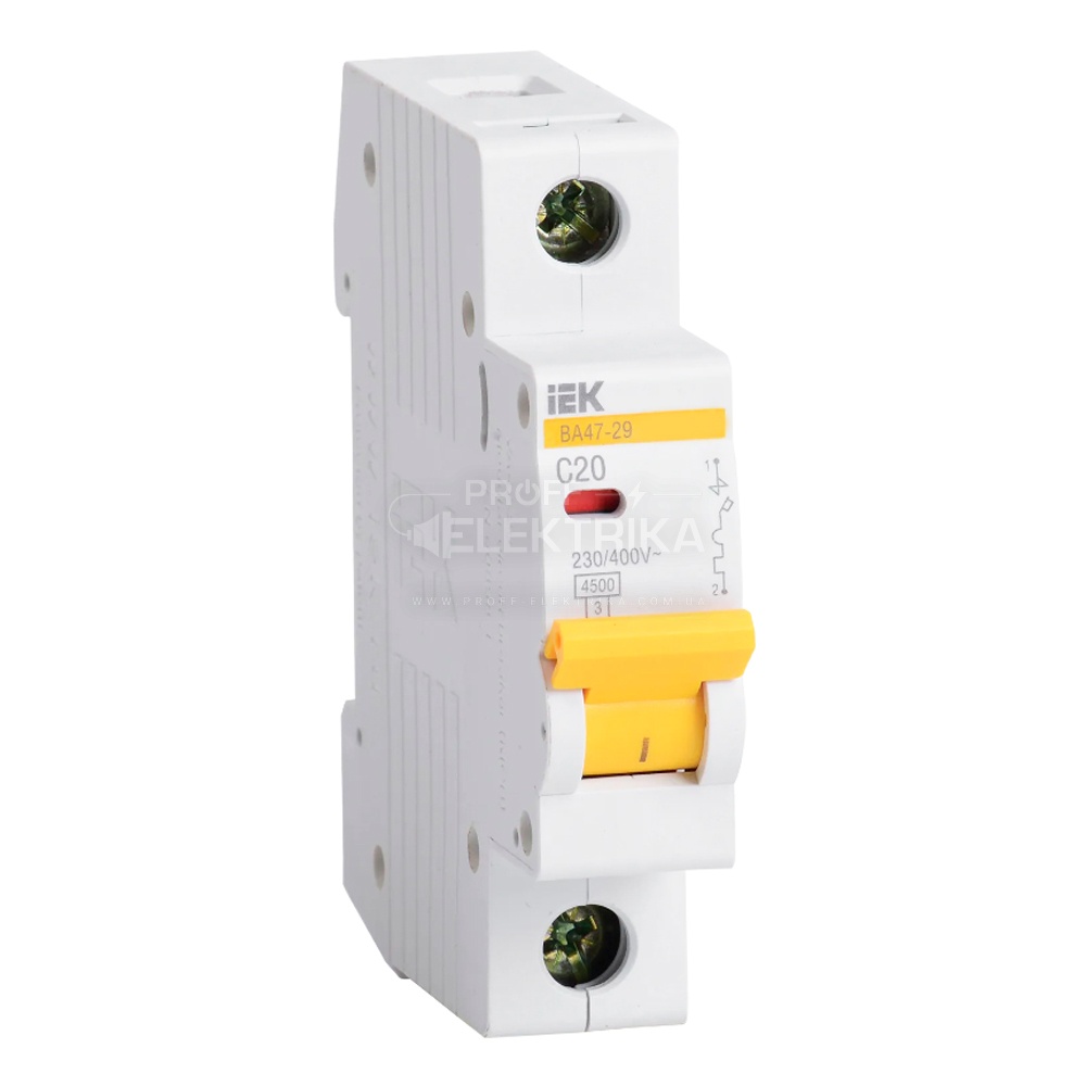 Фото Автоматичний вимикач ІЕК ВА47-29М 1P 20A 4,5кА С