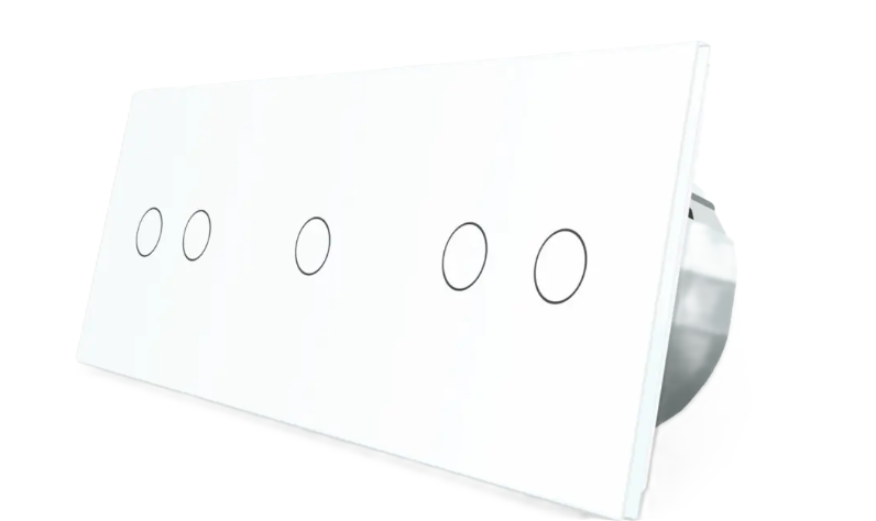 Фото Розумний сенсорний ZigBee вимикач 5 сенсорів 2-1-2 біле скло Livolo