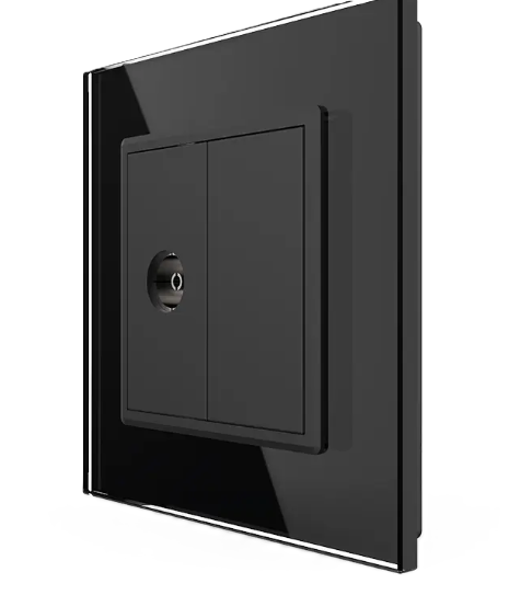 Фото Розетка телевизионная черное стекло Livolo