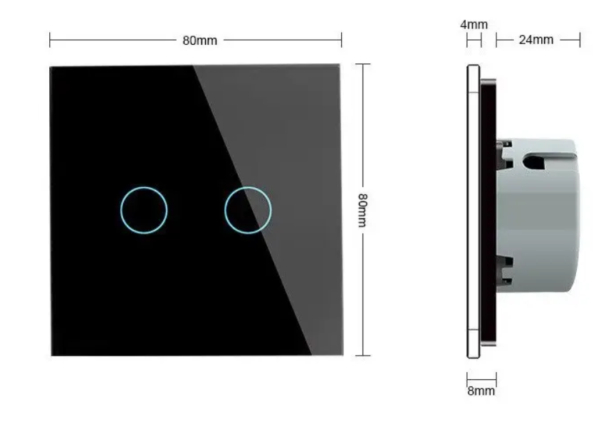 Фото 2 Бесшумный сенсорный выключатель 2 сенсора черное стекло Livolo