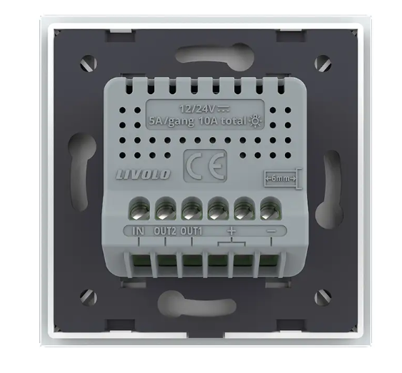 Фото 3 Сенсорная кнопка 2 сенсора 12/24V белое стекло Livolo