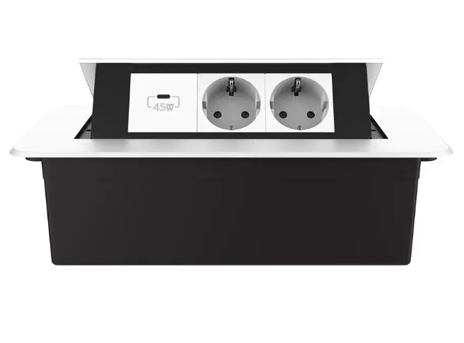 Фото 2 Меблева розетка з плавним відкриттям USB Type-C Power Delivery 45W білий Livolo