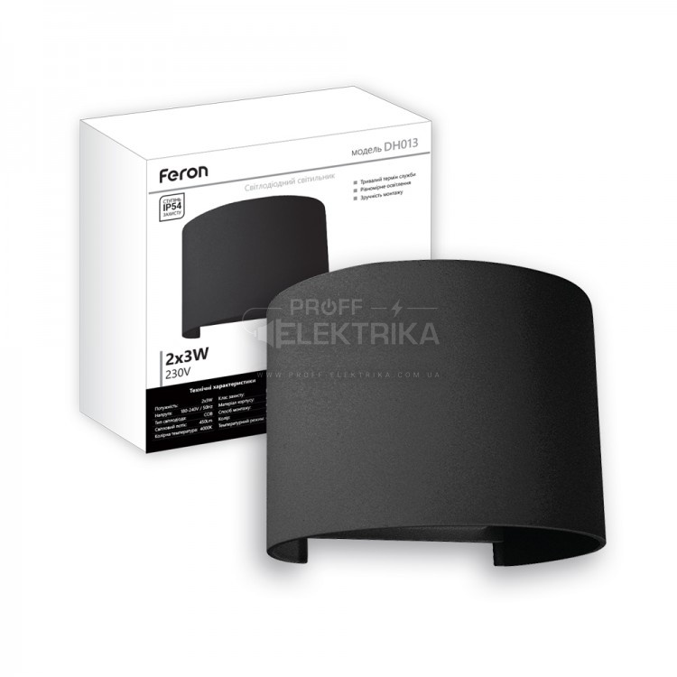 Фото 2 Светильник настенный монтаж 3W DH013 Черный FERON