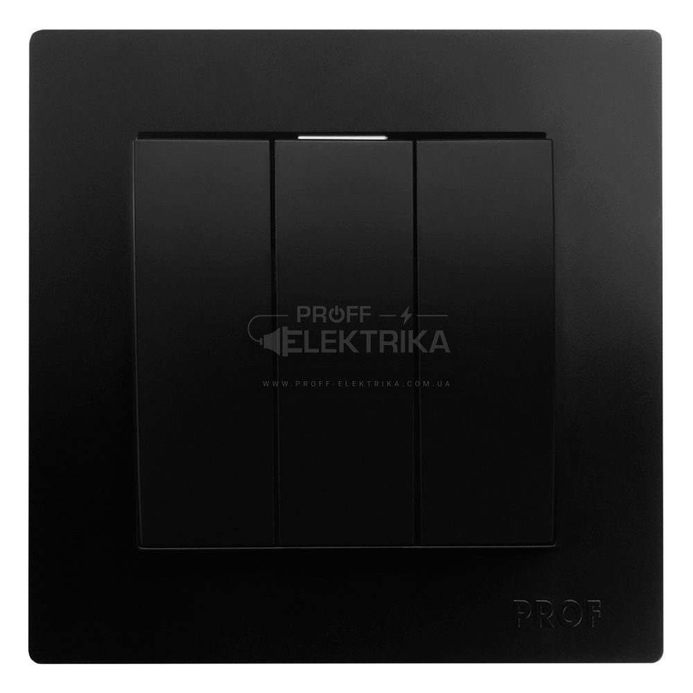 Фото Выключатель трехклавишный внутренний ARINA черный