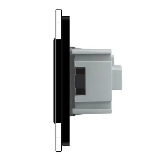 Фото 2 Розумний сенсорний ZigBee вимикач 1 сенсор 2 розетки чорне скло Livolo