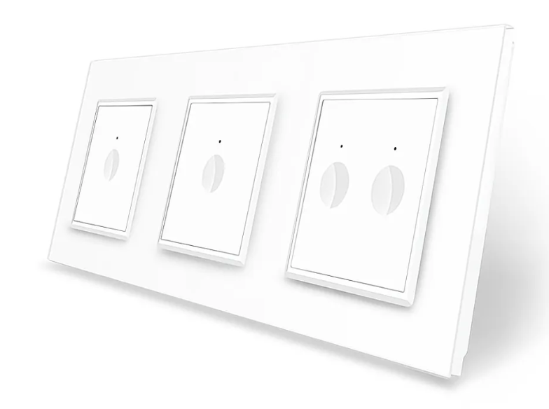 Фото Сенсорный выключатель Sense 4 сенсора 1-1-2 белое стекло Livolo