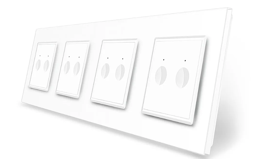 Фото Сенсорний вимикач Sense 8 сенсорів 2-2-2-2 біле скло Livolo