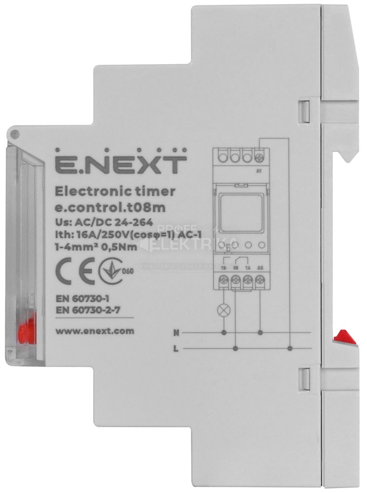 Фото 3 Реле времени цифровой суточный Т08 16А 230В с аккумулятором E-NEXT