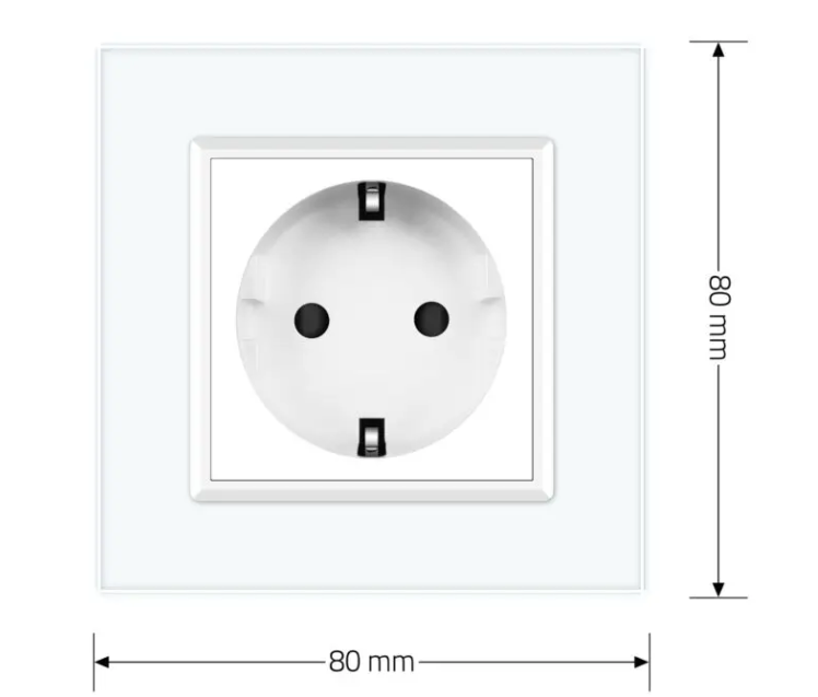Фото 5 Розетка с заземлением одинарная белое стекло Livolo