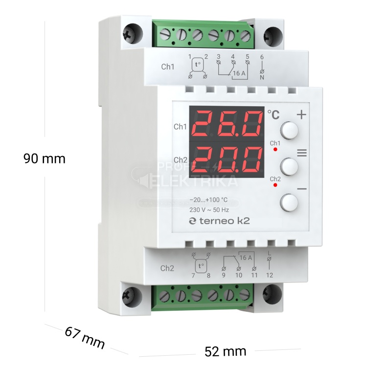 Фото 4 Двухканальный терморегулятор terneo k2 для систем обогрева и охлаждения
