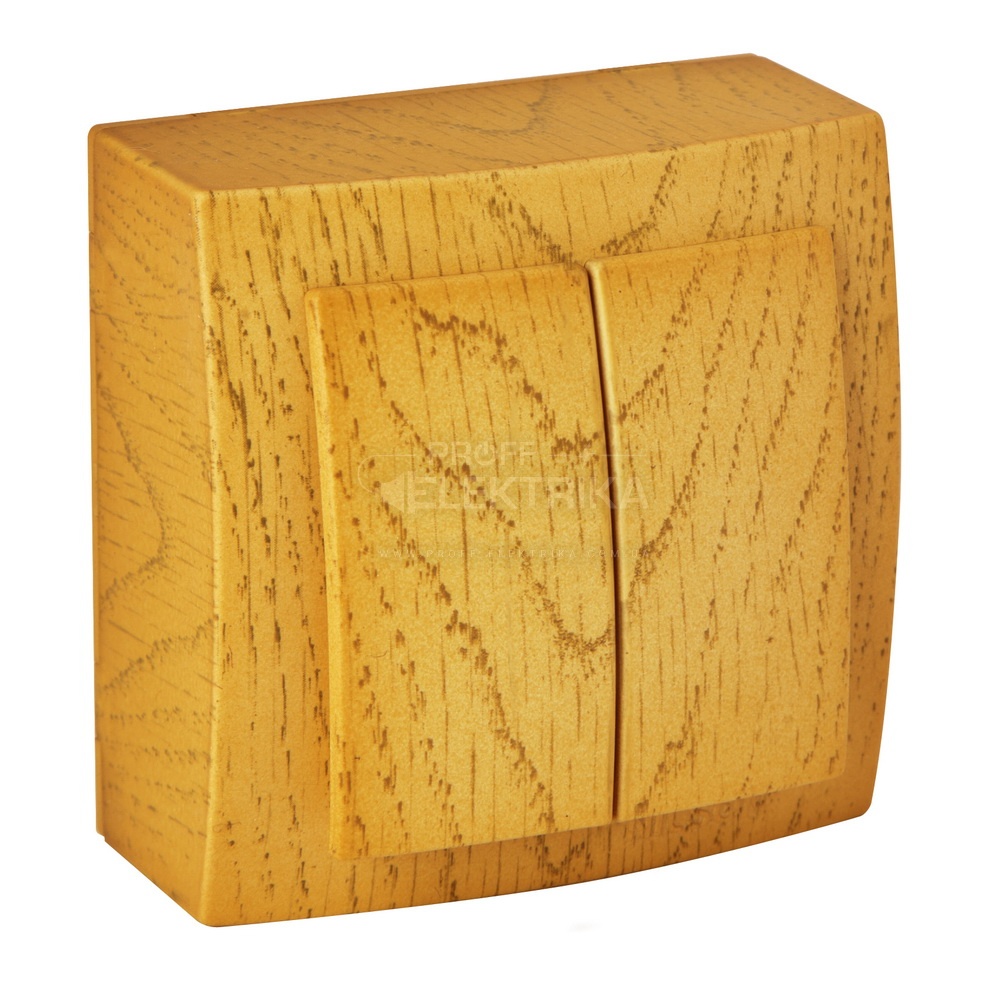 Фото Вимикач двоклавішний накладний Дуб Themis