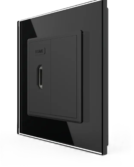 Фото Розетка HDMI чорне скло Livolo