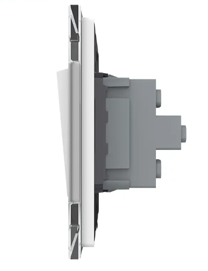 Фото 2 Кнопочный двухклавишный выключатель без фиксации Импульсный выключатель белое стекло Livolo