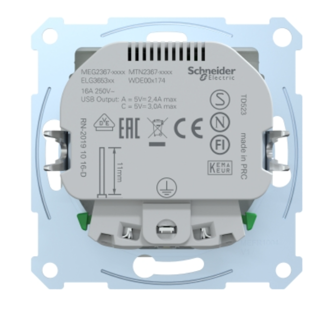 Фото 3 MERTEN SM Розетка силова 16 A із зарядкою USB A+C 3 A активно-білий MTN2367-0325
