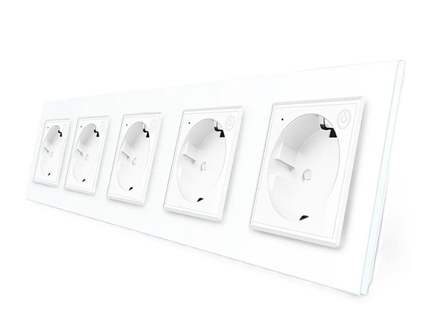 Фото П'ятимісна розумна розетка ZigBee із заземленням білий Livolo