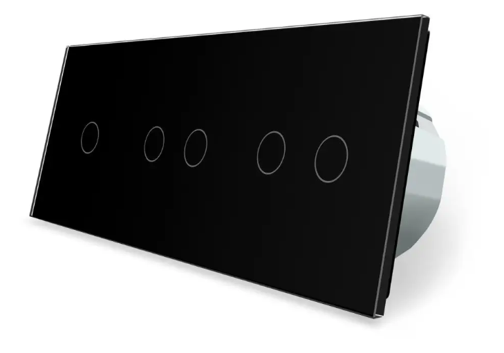 Фото Сенсорный выключатель 5 сенсоров 1-2-2 черное стекло Livolo