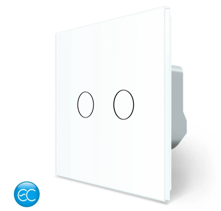 Фото Розумний сенсорний прохідний вимикач EC 2 сенсора біле скло Livolo