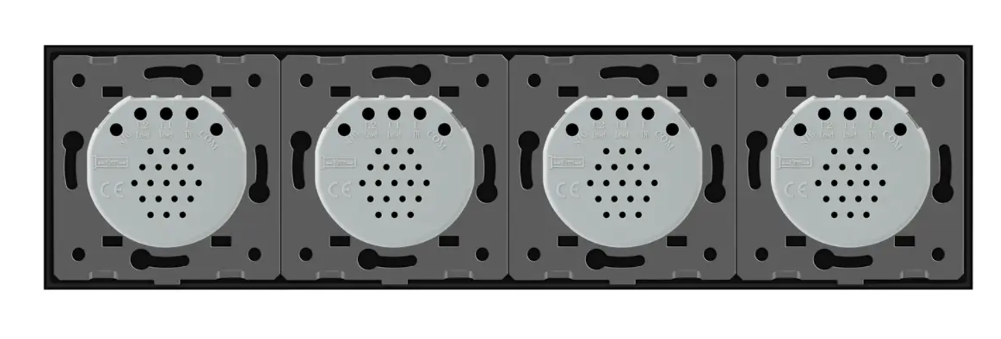 Фото 4 Умный сенсорный проходной выключатель ZigBee 4 сенсора 1-1-1-1 черное стекло Livolo