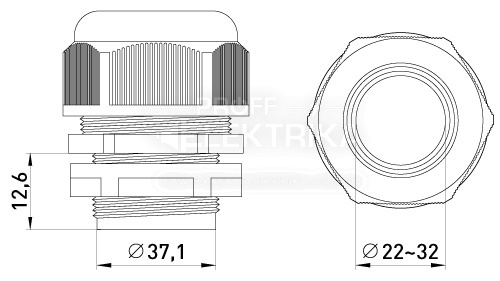 Фото 2 Гермоввід кабельний PG-I 36mm IP54 E-next