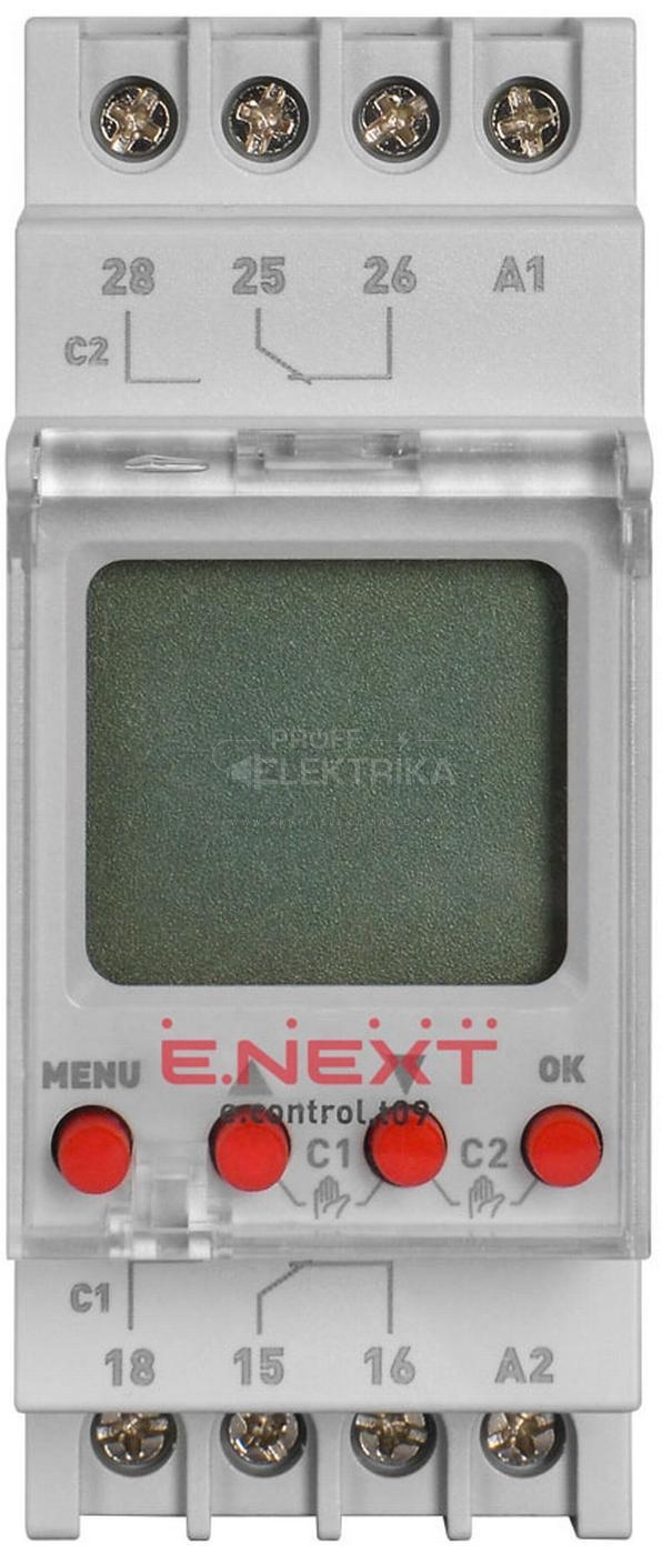 Фото 2 Реле часу двоканальне Т09 16А 230В E-NEXT