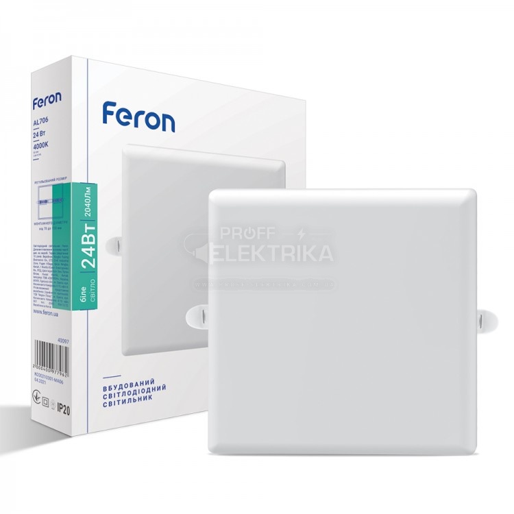 Фото Светодиодный встроенный светильник Feron AL706 24Вт 4000K белый