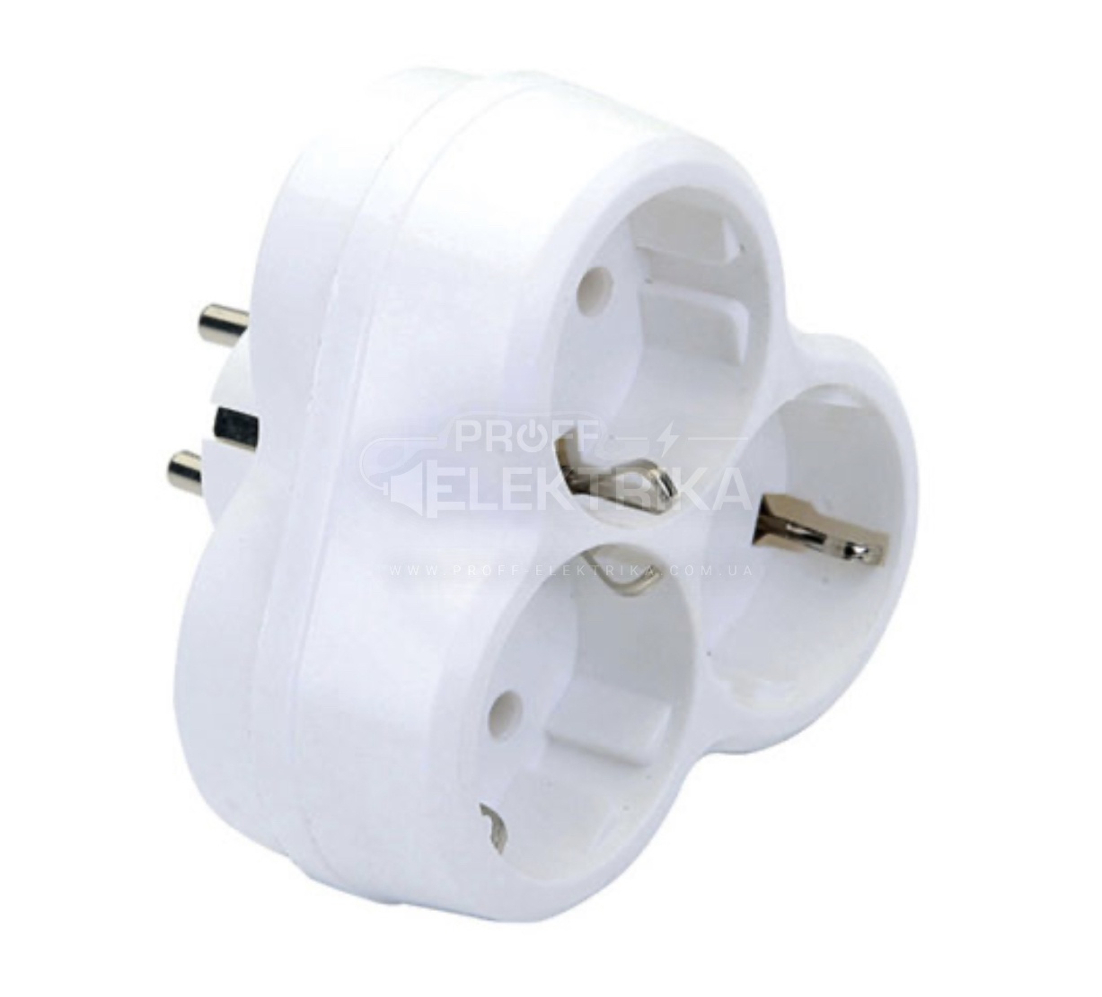 Фото Переходник тройник с заземлением 3 гнезда LEMANSO