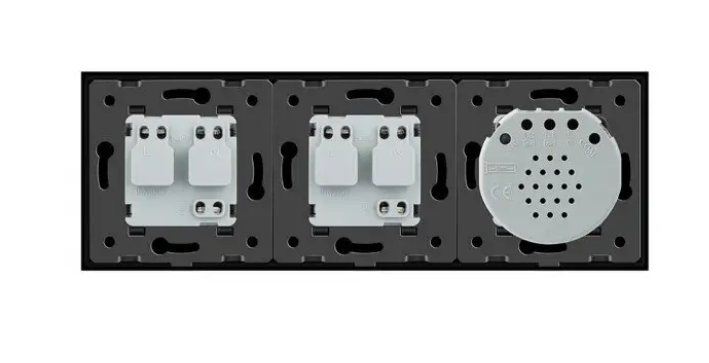 Фото 4 Сенсорний диммер 1 сенсор 2 розетки чорне скло Livolo