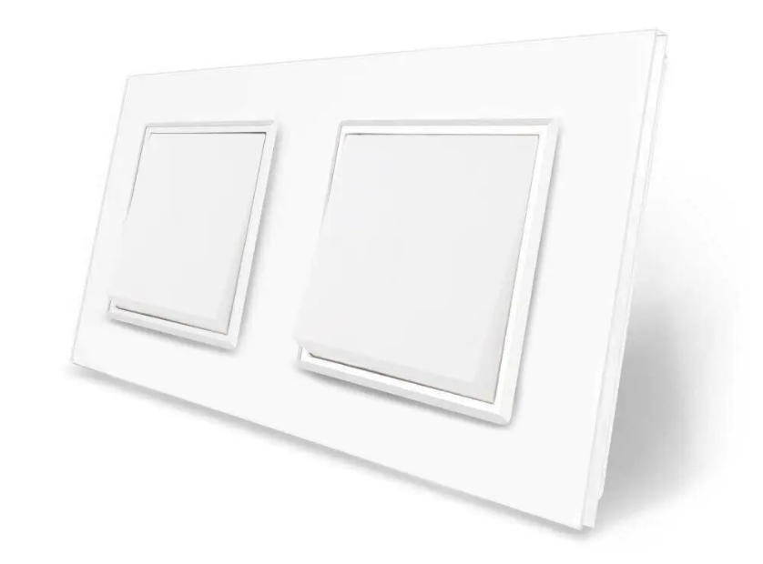 Фото Двоклавішний вимикач 1-1 біле скло Livolo