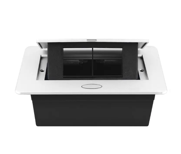 Фото 2 Порожній висувний люк для розеток на 2 модулі з плавним відкриттям білий Livolo