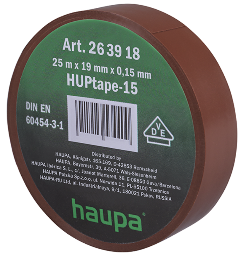 Фото Изолента ПВХ коричневая 25м/шт HAUPA