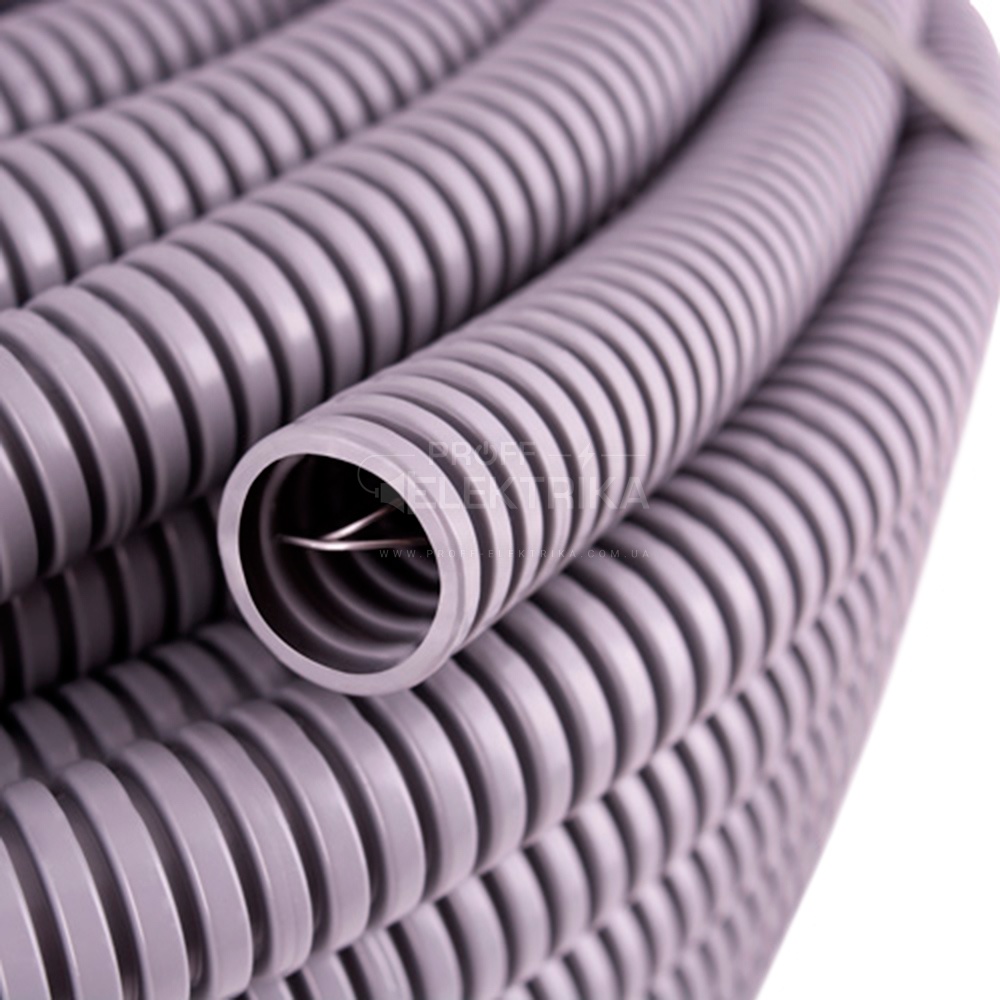 Фото Гофрована труба з протяжкою E-Next ПВХ e.g.tube.ultra.19.25.p 19/25 (50м)