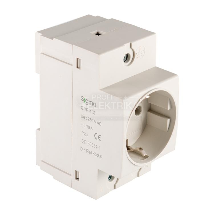 Фото розетка на DIN-рейку 250 В/16А SPP-16T SIGMA