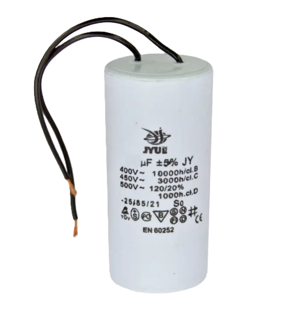Фото Конденсатор JYUL CBB-60 1 mkf 450 VAC (±5%) гибкие выводы 30*50 мм