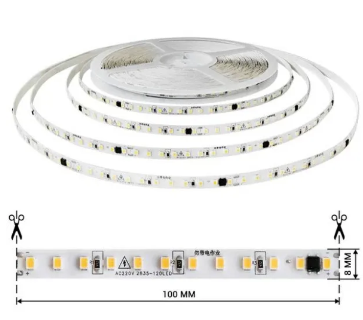 Фото 2 Світлодіодна стрічка 120LED 220V IP44 NWHITE PROF. BIOM