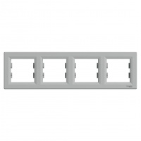 Рамка горизонтальна Schneider Electric Asfora 4 пости алюміній