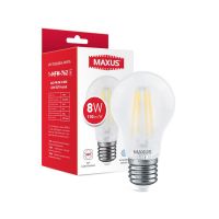 Лампа LED A60 Е27 8W 4100K 220V MAXUS №762 Filamen Frosted