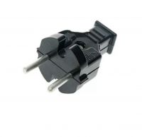 Вилка плоская без заземлением черная РЕТРО