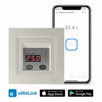 Терморегулятор Rubezh TR-16V-WIFI з WiFi для теплої підлоги рамка Schneider Asfora крем 16А 220В