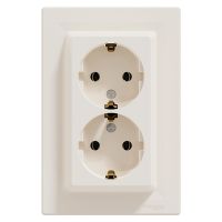 Розетка подвійна Schneider Electric Asfora із заземленням кремова