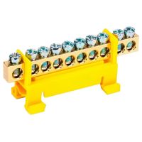 Шина нульова на DIN-рейку 10 отворів жовтий TAKEL