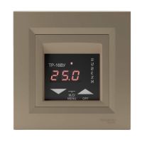 Терморегулятор Rubezh ТР-16ВУ-blue для теплої підлоги рамка Schneider Asfora бронза 16А 220В