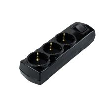 Колодка Violux 3 гнізда із заземленням чорна з вимикачем 910290